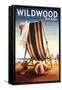 Wildwood, New Jersey - Beach Chair and Ball-Lantern Press-Framed Stretched Canvas