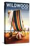 Wildwood, New Jersey - Beach Chair and Ball-Lantern Press-Stretched Canvas