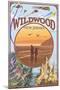 Wildwood, New Jersey - Beach Montage-Lantern Press-Mounted Art Print