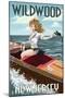 Wildwood, New Jersey - Boating Pinup Girl-Lantern Press-Mounted Art Print