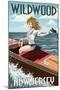 Wildwood, New Jersey - Boating Pinup Girl-Lantern Press-Mounted Art Print