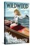 Wildwood, New Jersey - Boating Pinup Girl-Lantern Press-Stretched Canvas