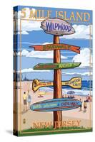Wildwood, New Jersey - Destination Sign-Lantern Press-Stretched Canvas