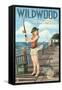 Wildwood, New Jersey - Fishing Pinup Girl-Lantern Press-Framed Stretched Canvas