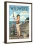 Wildwood, New Jersey - Fishing Pinup Girl-Lantern Press-Framed Art Print