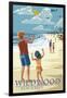 Wildwood, New Jersey - Kite Flyers-Lantern Press-Framed Art Print