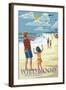 Wildwood, New Jersey - Kite Flyers-Lantern Press-Framed Art Print