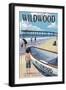 Wildwood, New Jersey - Lifeboat and Pier-Lantern Press-Framed Art Print