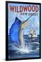 Wildwood, New Jersey - Sailfish Fishing Scene-Lantern Press-Framed Art Print