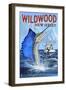 Wildwood, New Jersey - Sailfish Fishing Scene-Lantern Press-Framed Art Print