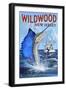 Wildwood, New Jersey - Sailfish Fishing Scene-Lantern Press-Framed Art Print