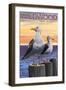 Wildwood, New Jersey - Seagulls-Lantern Press-Framed Art Print