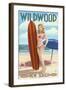 Wildwood, New Jersey - Surfing Pinup Girl-Lantern Press-Framed Art Print