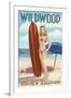 Wildwood, New Jersey - Surfing Pinup Girl-Lantern Press-Framed Art Print