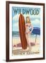 Wildwood, New Jersey - Surfing Pinup Girl-Lantern Press-Framed Art Print