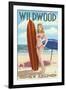 Wildwood, New Jersey - Surfing Pinup Girl-Lantern Press-Framed Art Print