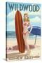 Wildwood, New Jersey - Surfing Pinup Girl-Lantern Press-Stretched Canvas