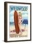 Wildwood, New Jersey - Surfing Pinup Girl-Lantern Press-Framed Art Print