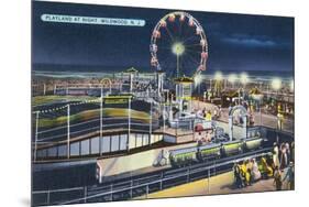 Wildwood, New Jersey - View of Playland at Night-Lantern Press-Mounted Premium Giclee Print