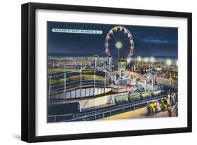 Wildwood, New Jersey - View of Playland at Night-Lantern Press-Framed Art Print