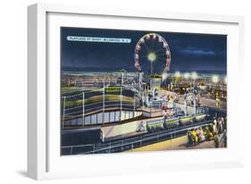 Wildwood, New Jersey - View of Playland at Night-Lantern Press-Framed Art Print