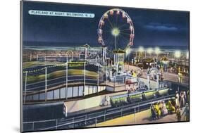 Wildwood, New Jersey - View of Playland at Night-Lantern Press-Mounted Art Print