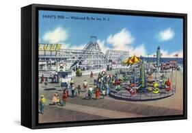 Wildwood, New Jersey - Wildwood-By-The-Sea Hunt's Pier-Lantern Press-Framed Stretched Canvas