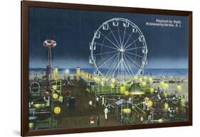 Wildwood, New Jersey - Wildwood-By-The-Sea Playland at Night View-Lantern Press-Framed Art Print