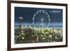 Wildwood, New Jersey - Wildwood-By-The-Sea Playland at Night View-Lantern Press-Framed Art Print