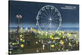 Wildwood, New Jersey - Wildwood-By-The-Sea Playland at Night View-Lantern Press-Stretched Canvas