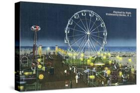 Wildwood, New Jersey - Wildwood-By-The-Sea Playland at Night View-Lantern Press-Stretched Canvas