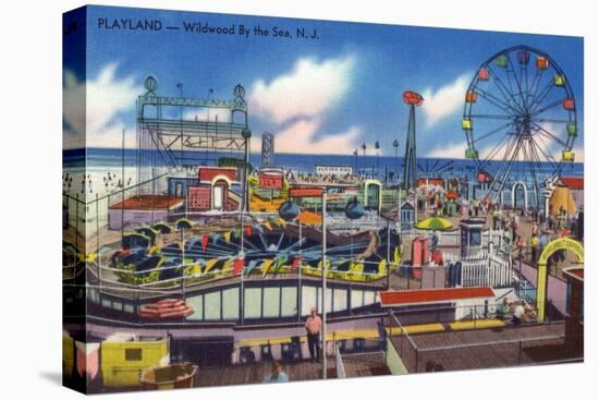 Wildwood, New Jersey - Wildwood-By-The-Sea Playland View-Lantern Press-Stretched Canvas