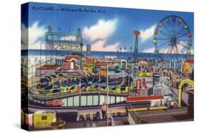 Wildwood, New Jersey - Wildwood-By-The-Sea Playland View-Lantern Press-Stretched Canvas