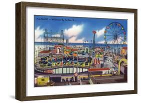 Wildwood, New Jersey - Wildwood-By-The-Sea Playland View-Lantern Press-Framed Art Print