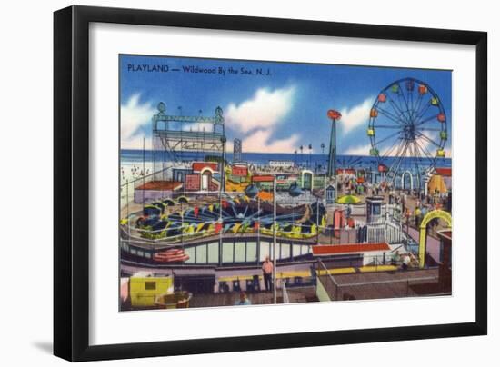 Wildwood, New Jersey - Wildwood-By-The-Sea Playland View-Lantern Press-Framed Art Print