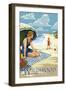 Wildwood, New Jersey - Woman on the Beach-Lantern Press-Framed Art Print