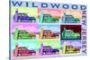 Wildwood, New Jersey - Woody Pop Art-Lantern Press-Stretched Canvas