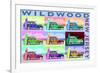 Wildwood, New Jersey - Woody Pop Art-Lantern Press-Framed Art Print