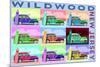 Wildwood, New Jersey - Woody Pop Art-Lantern Press-Mounted Art Print