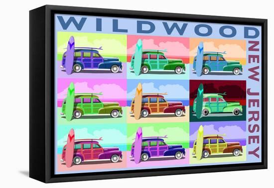 Wildwood, New Jersey - Woody Pop Art-Lantern Press-Framed Stretched Canvas