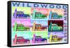 Wildwood, New Jersey - Woody Pop Art-Lantern Press-Framed Stretched Canvas