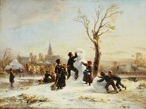 The Village Snowman-Wilhelm Alexander Meyerheim-Framed Stretched Canvas