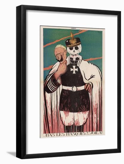 Wilhelm II German Emperor Removes His Mask to Reveal the Skull Underneath-Paul Iribe-Framed Art Print