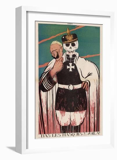 Wilhelm II German Emperor Removes His Mask to Reveal the Skull Underneath-Paul Iribe-Framed Art Print