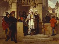 Faust and Mephistopheles Waiting for Gretchen at the Cathedral Door-Wilhelm Koller-Stretched Canvas