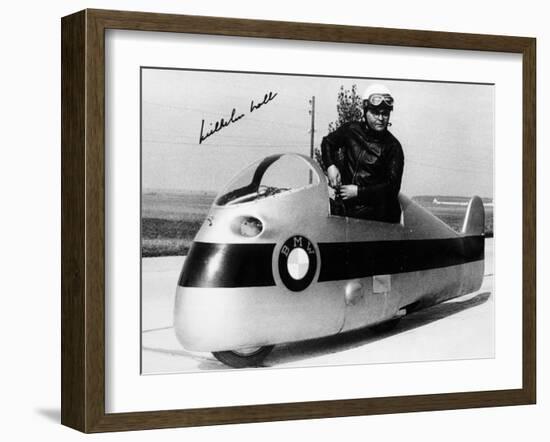 Wilhelm Noll on a 500cc Bmw Motorcycle, 1955-null-Framed Photographic Print