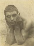 Study of Two Male Nudes Sitting Back to Back, C.1898-Wilhelm Von Gloeden-Photographic Print