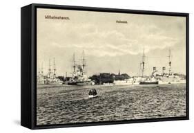 Wilhelmshafen Niedersachsen, Kriegsschiffe Im Hafen-null-Framed Stretched Canvas