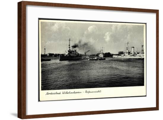 Wilhelmshaven, Blick Zum Hafen, Kriegsschiffe--Framed Giclee Print