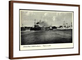 Wilhelmshaven, Blick Zum Hafen, Kriegsschiffe-null-Framed Giclee Print